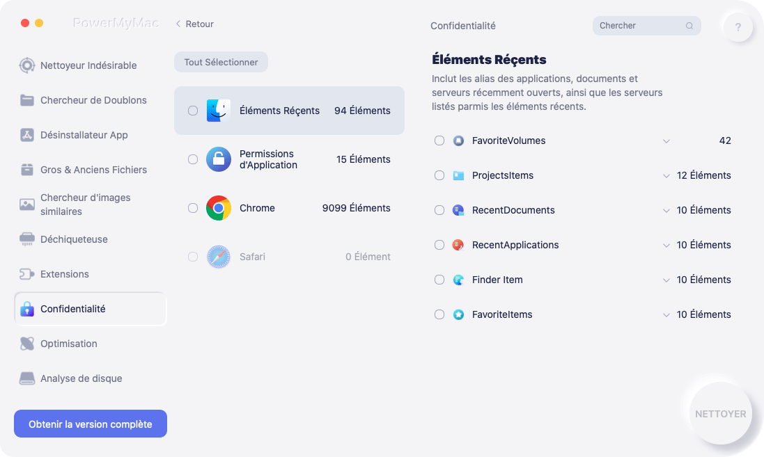 Nettoyer l'historique du navigateur