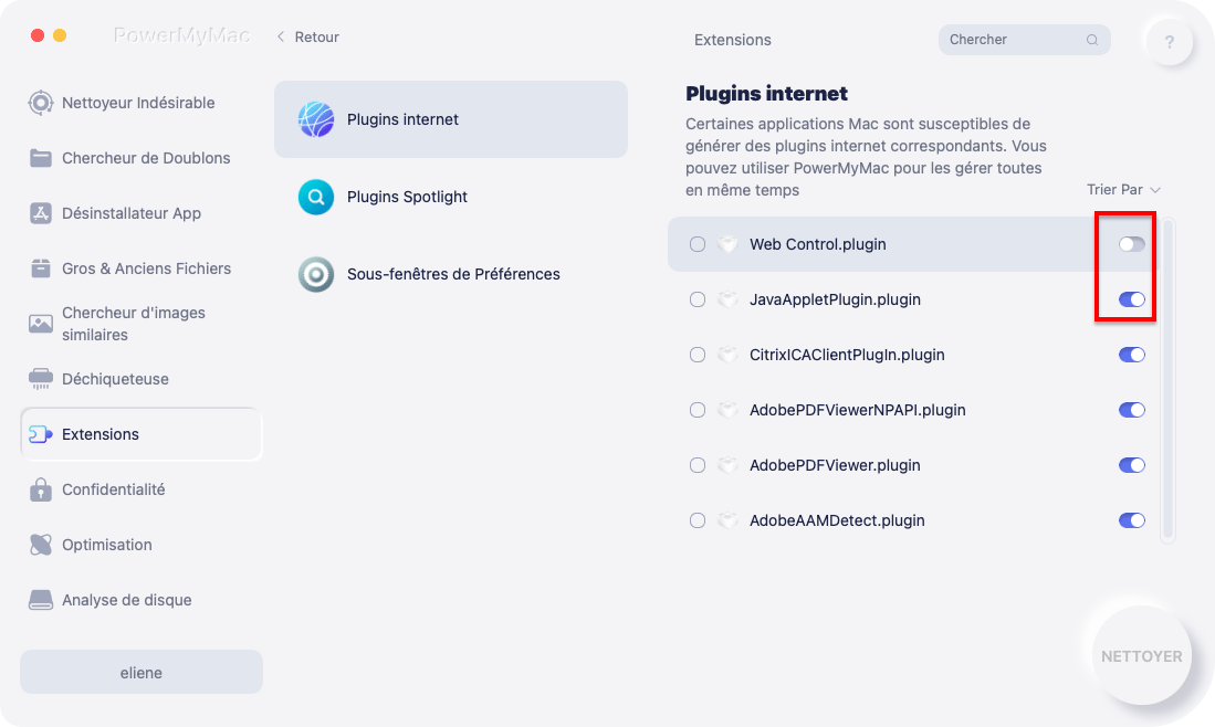 Supprimer automatiquement les extensions SniperSpy