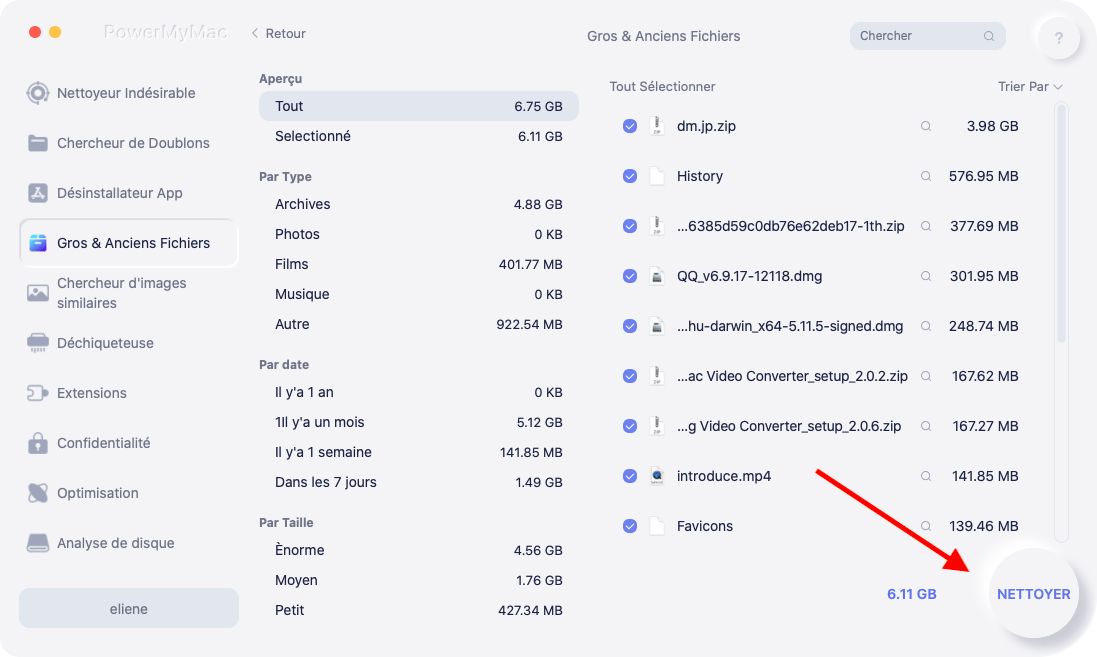 Localisez les fichiers volumineux sur Mac à supprimer à l'aide d'iMyMac
