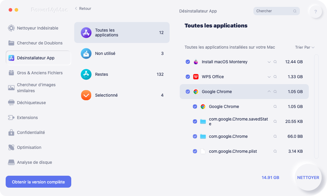 Sélectionnez l'application non sécurisée à désinstaller
