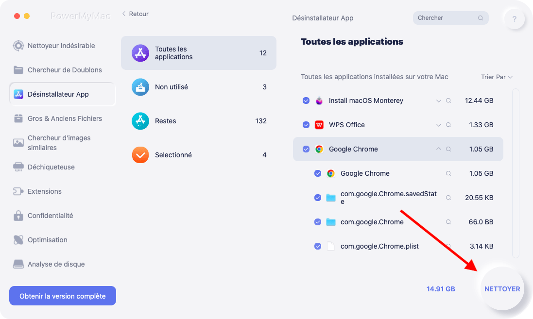 Choisissez et nettoyez l'iMessage