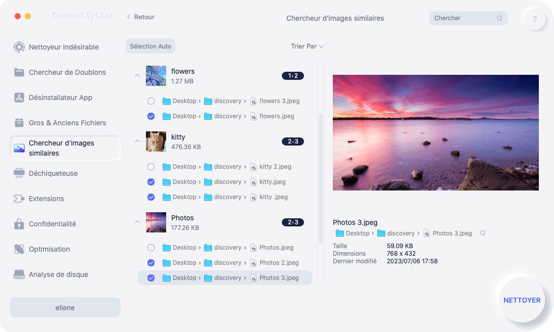 Prévisualiser et sélectionner des photos similaires