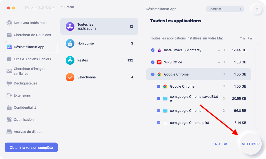 Désinstaller les applications inutiles