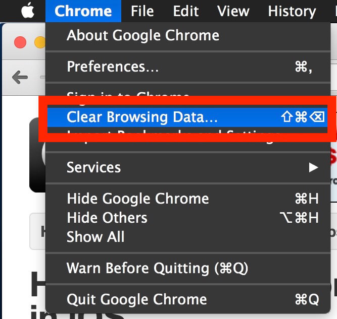 Chrome Effacer l'historique du cache de données de navigation