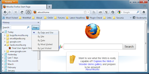 Supprimer l'historique dans Firefox Windows