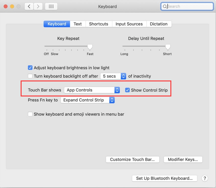 Supprimer Siri de la Touch Bar