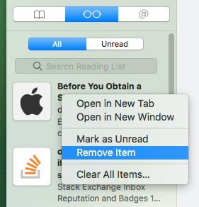 Comment se débarrasser de la liste de lecture sur Mac
