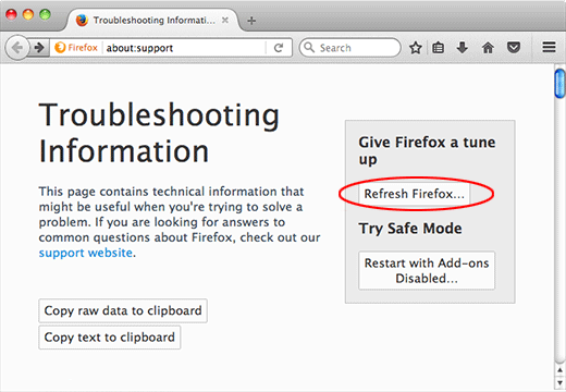 Actualiser le navigateur Firefox