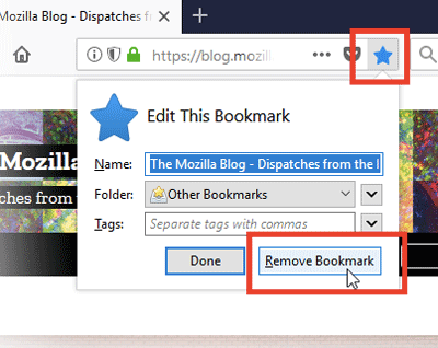 Supprimer les signets sur Mac dans Firefox