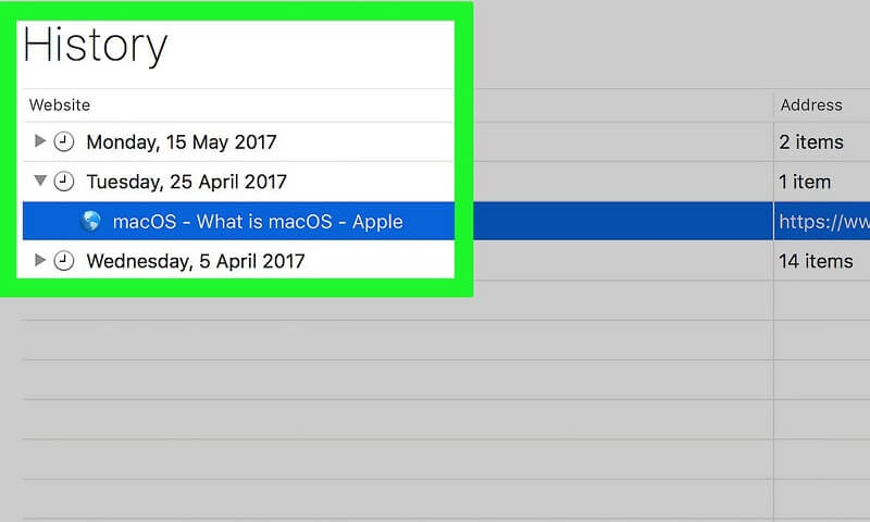 comment voir historique safari macbook