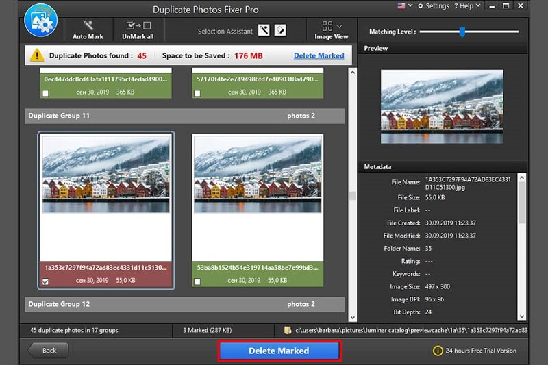 Fonction de récupération de photos de Duplicate Photos Fixer Pro