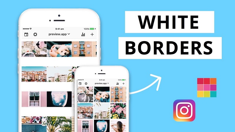 Utilisez l'aperçu pour ajouter des cadres blancs Instagram
