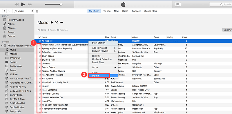 Supprimer de la musique d'iTunes