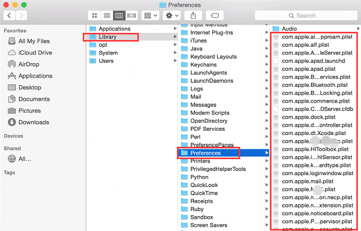 Supprimer les fichiers de préférences système Mac