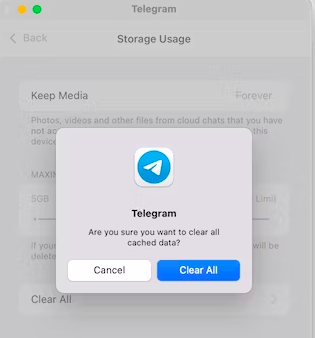 Effacer le cache des télégrammes sur Mac