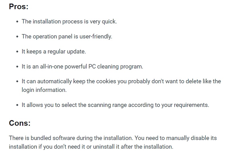 Avantages et inconvénients de CCleaner