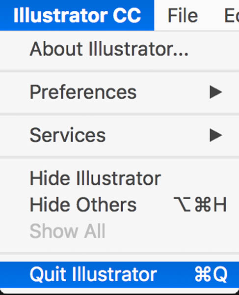 Quittez Illustrator pour vider le cache d'Illustrator