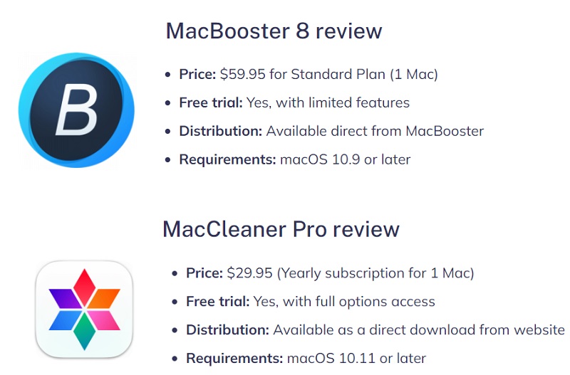 Avis entre MacBooster Vs MacCleaner Pro