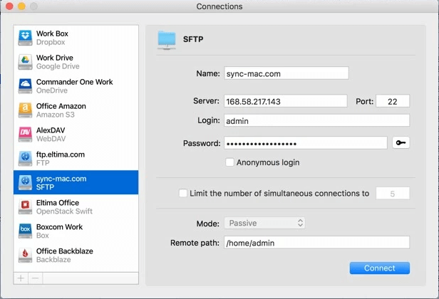 Utiliser Commander One comme client FTP