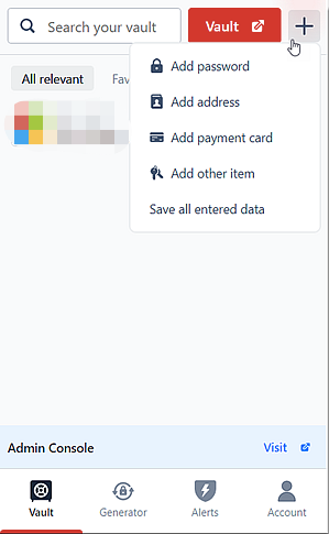 Choisissez Vault pour vider le cache LastPass