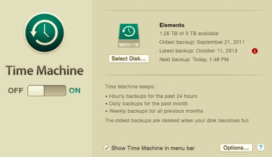 Activer Time Machine avant de désinstaller Garmin Express