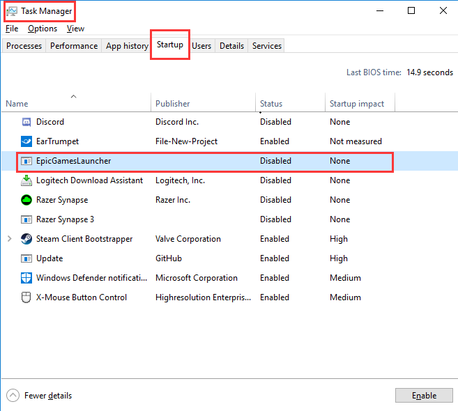 Désactiver Epic Games Launcher dans Windows 10