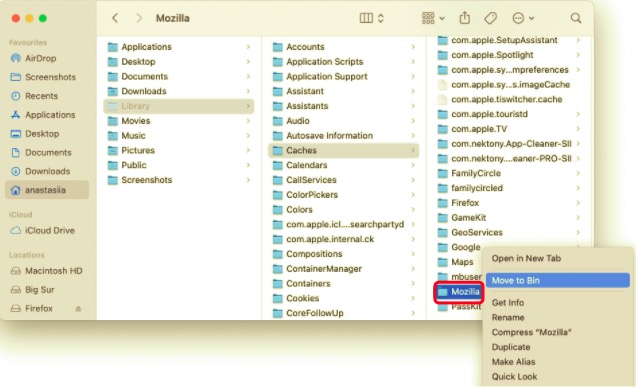 Supprimer les fichiers cache de Firefox sur Mac