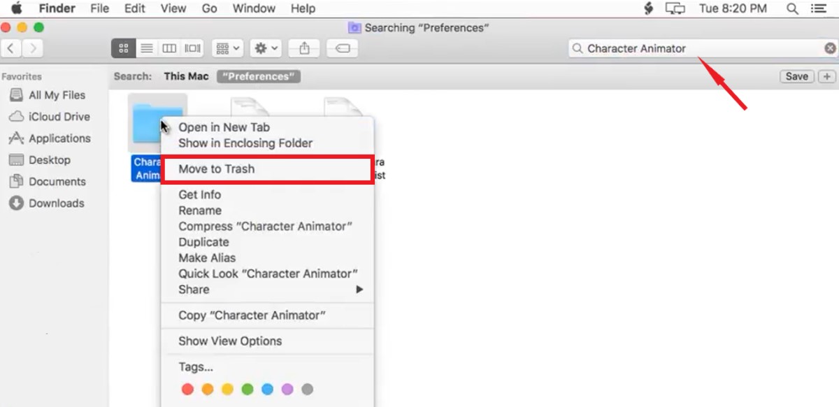 Désinstaller manuellement Adobe Character Animator sur Mac