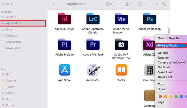 Désinstaller manuellement Adobe XD sur Mac