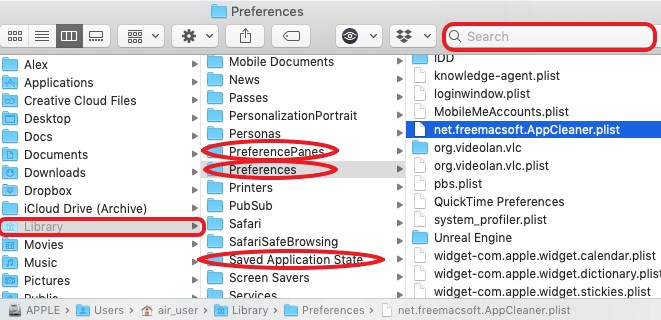Supprimer les caches liés à AppCleaner