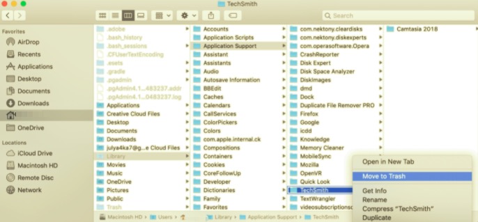 Désinstaller Camtasia Studio sur Mac avec les fichiers de service