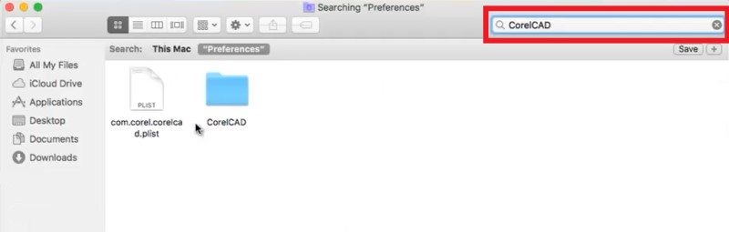 Supprimer les caches et les fichiers CorelCAD de Mac