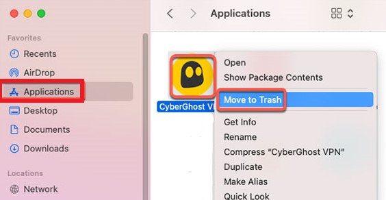 Désinstaller manuellement Cyberghost VPN sur Mac