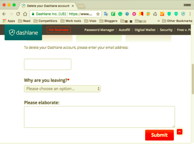 Supprimer le compte Dashlane sur Mac