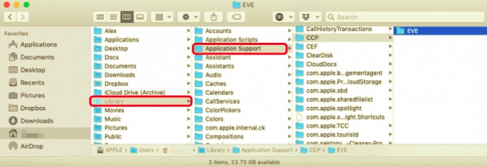 Désinstaller EVE Online sur Mac avec toutes les données