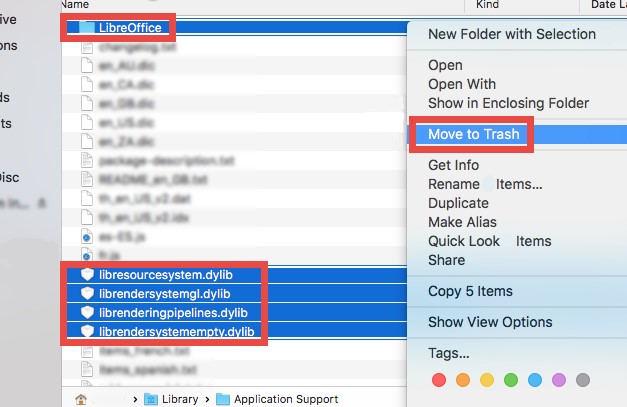 Supprimer les fichiers liés à LibreOffice