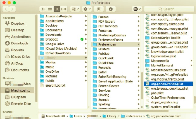 Désinstaller manuellement Perian sur Mac avec ses fichiers de service