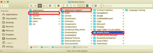 Désinstaller manuellement Rosetta Stone sur Mac avec les fichiers de support