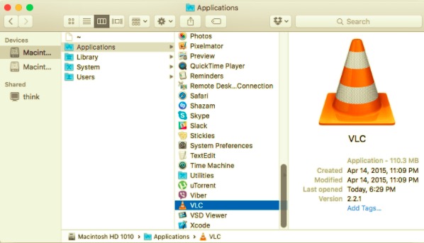 Désinstaller manuellement VLC sur Mac