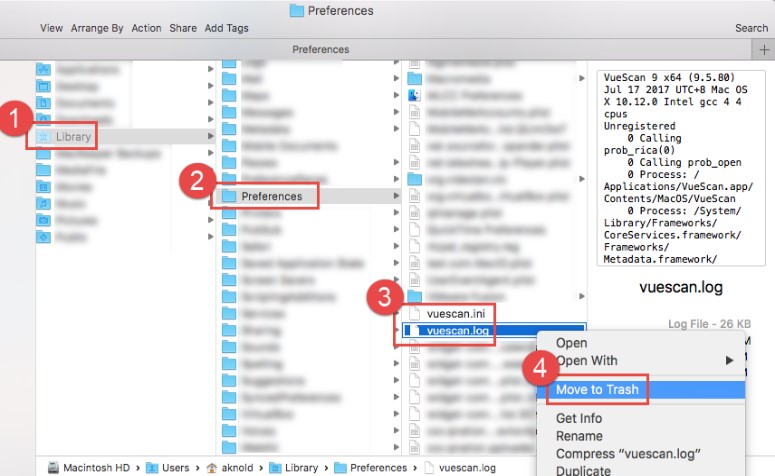 Désinstaller manuellement VueScan sur Mac