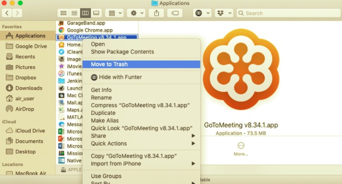 Supprimer GoToMeeting de Mac