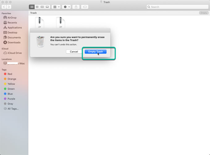 Videz la corbeille pour désinstaller définitivement TotalFinder