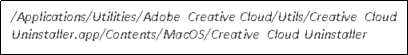 Dossier pour l'emplacement du fichier exécutable pour la désinstallation d'Adobe CC