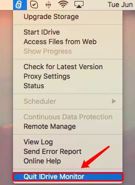 Quittez IDrive Monitor avant la désinstallation