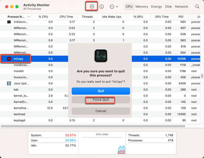 Désinstaller manuellement Adobe InCopy sur Mac