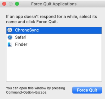Forcer manuellement l'arrêt de Chronosync