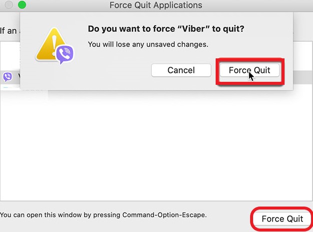 Forcer à quitter Viber
