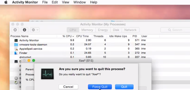 Forcer à quitter Xee sur Mac