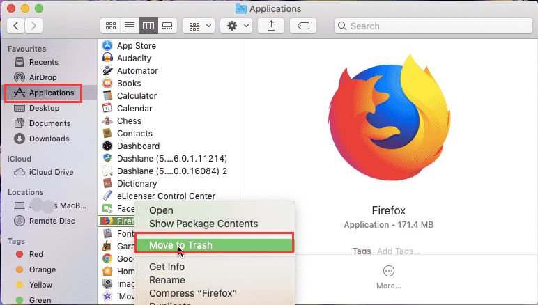 Comment désinstaller manuellement Firefox sur Mac