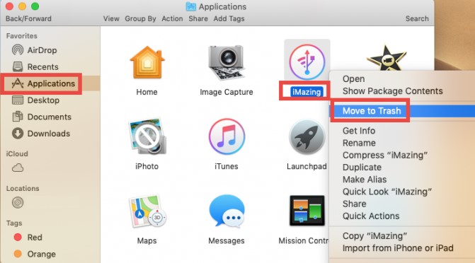 Désinstaller manuellement iMazing sur Mac